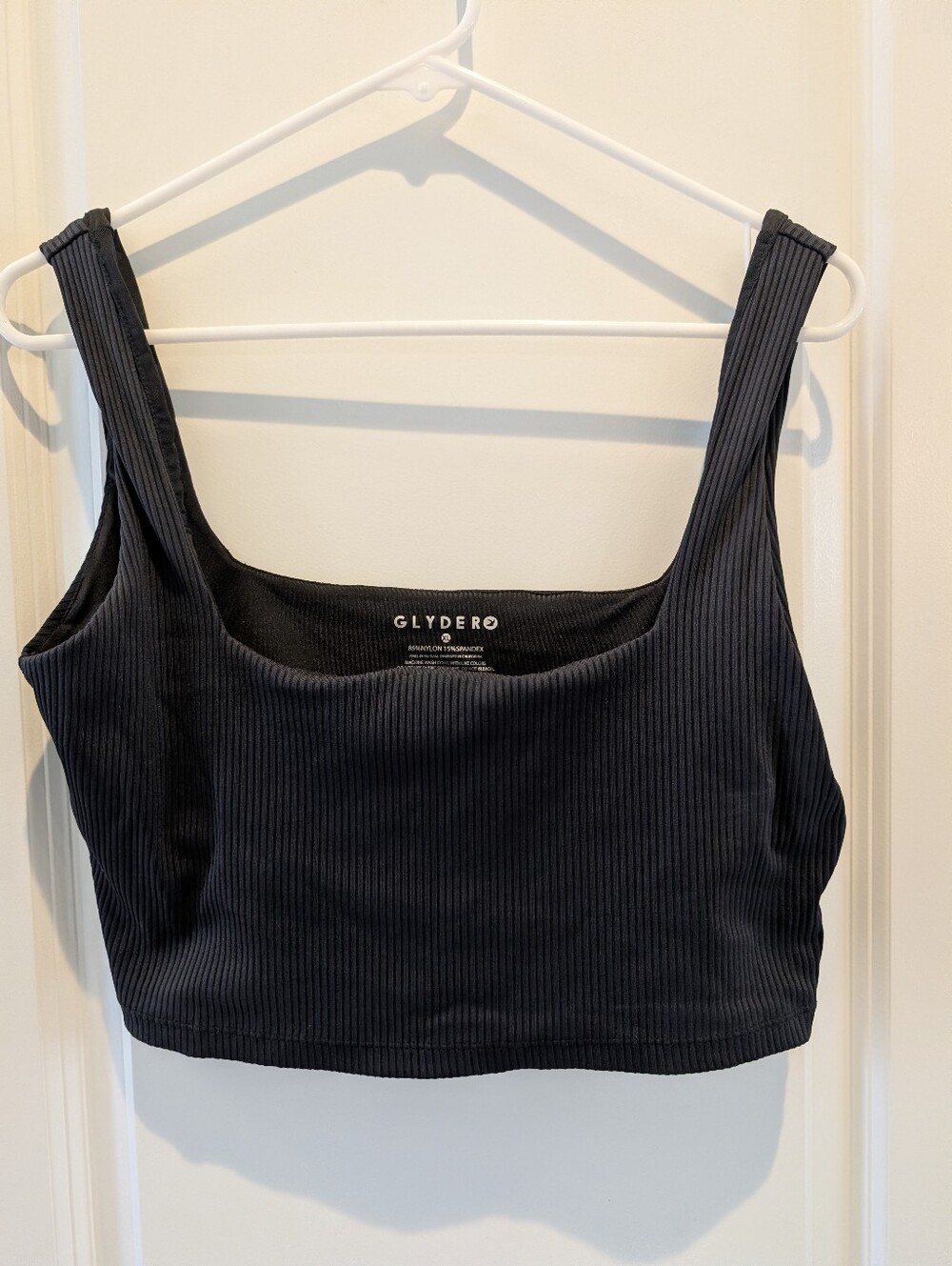 Glyder Ribbed Black Square-Neck Sports bra